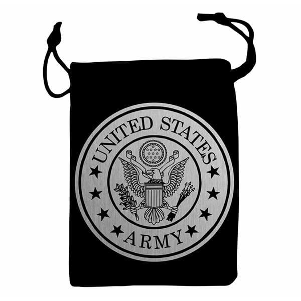A black bag with the seal of the united states army on it.