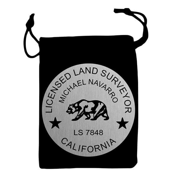 A black bag with a california seal on it.