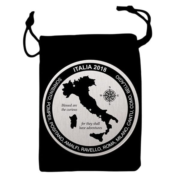 A black bag with a map of italy on it