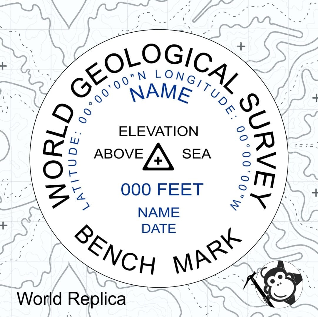 A world replica of the world geological survey bench mark.