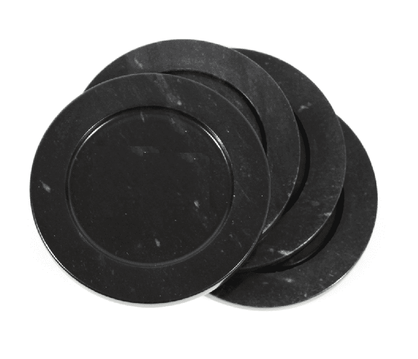 Black marble charger plates set.