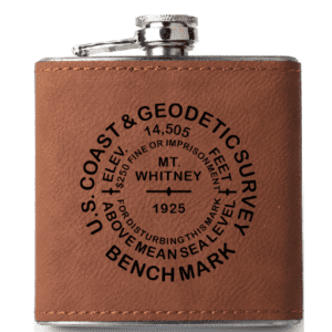 Brown leather flask, Mt. Whitney, 1925.